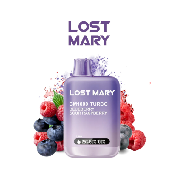 Estuche 10 pods desechables Lost Mary BM1000 TURBO 20mg nicotina – Arándano y Frambuesa