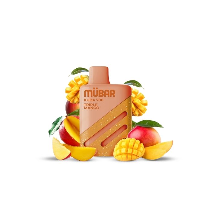 Mübar Kuba 700 Triple Mango 20 mg/ml – estuche 10 unidades Estuche de 10 vapers Mübar Kuba 700 Triple Mango, 20 mg/ml
