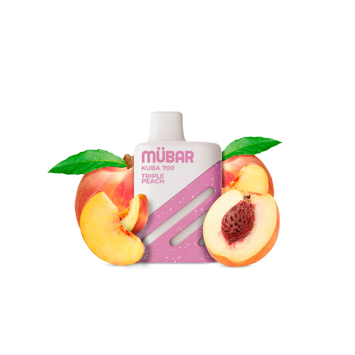 Mübar Kuba 700 Triple Peach 0 mg/ml – estuche 10 unidades Estuche de 10 vapers Mübar Kuba 700 Triple Peach, 0 mg/ml