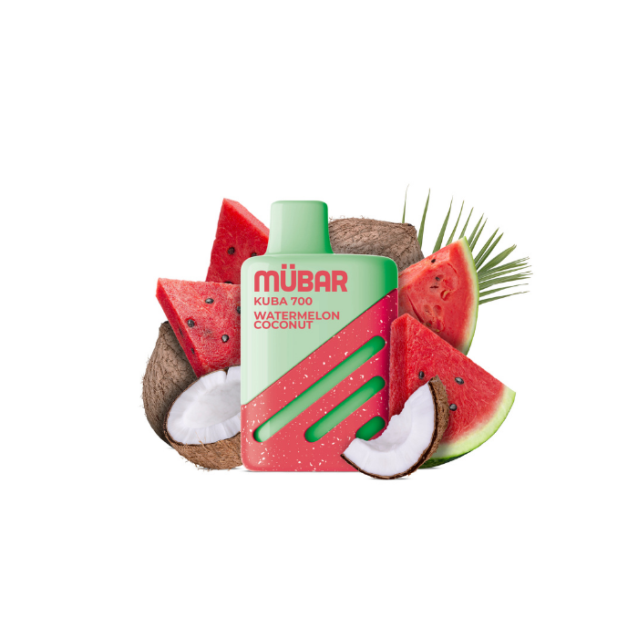 Mübar Kuba 700 Watermelon Coconut 20 mg/ml – estuche 10 unidades Estuche de 10 vapers Mübar Kuba 700 Watermelon Coconut, 20 mg/ml