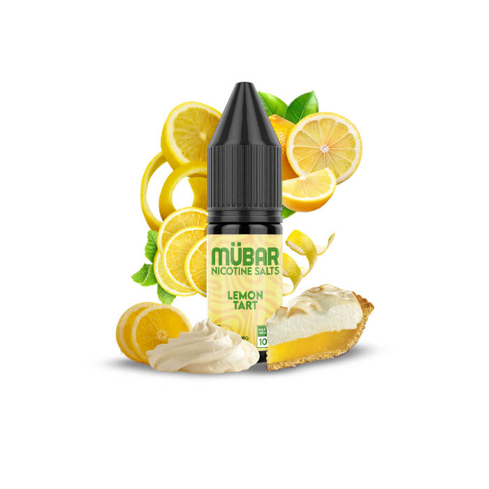 Mübar Nicotine Salts Lemon Tart 10 mg/ml Bote de sales de nicotina Mübar Lemon Tart de 10 ml, 10 mg/ml