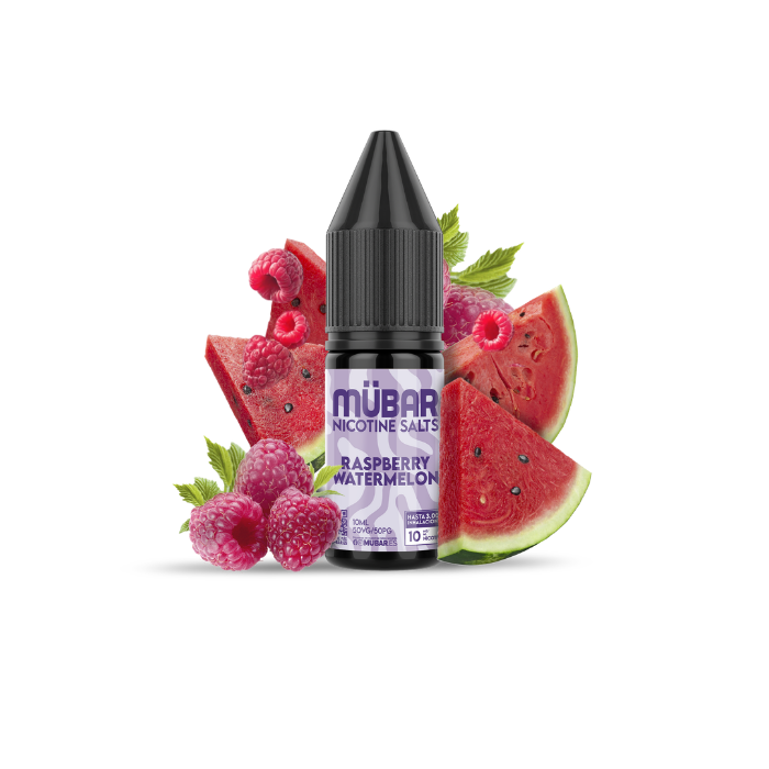 Mübar Nicotine Salts Raspberry Watermelon 10 mg/ml Bote de sales de nicotina Mübar Raspberry Watermelon de 10 ml, 10 mg/ml