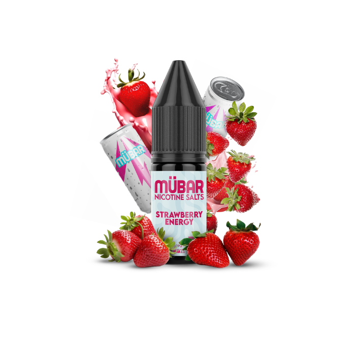 Mübar Nicotine Salts Strawberry Energy 10 mg/ml Bote de sales de nicotina Mübar Strawberry Energy de 10 ml, 10 mg/ml